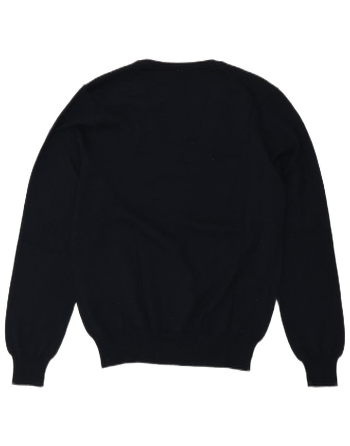 Maglione da donna con scollo a V Benetton UK 10 Small Lana blu navy