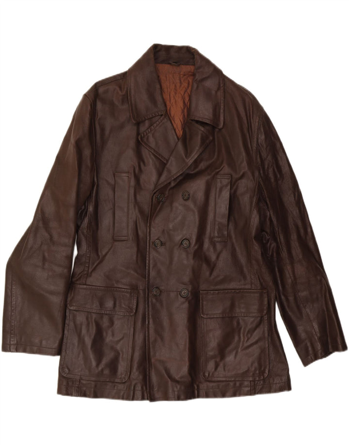 VINTAGE Mens Leather Jacket UK 40 Large Brown Vintage Vintage and Second-Hand Vintage from Messina Hembry 
