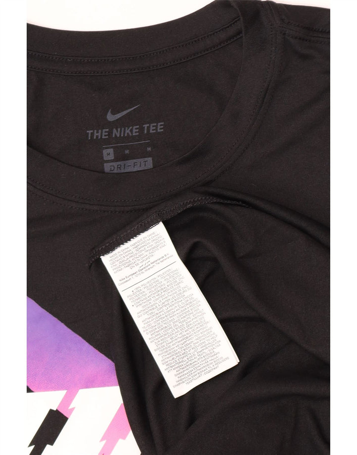 T-shirt grafica Nike Dri Fit da uomo, parte superiore in poliestere nero medio