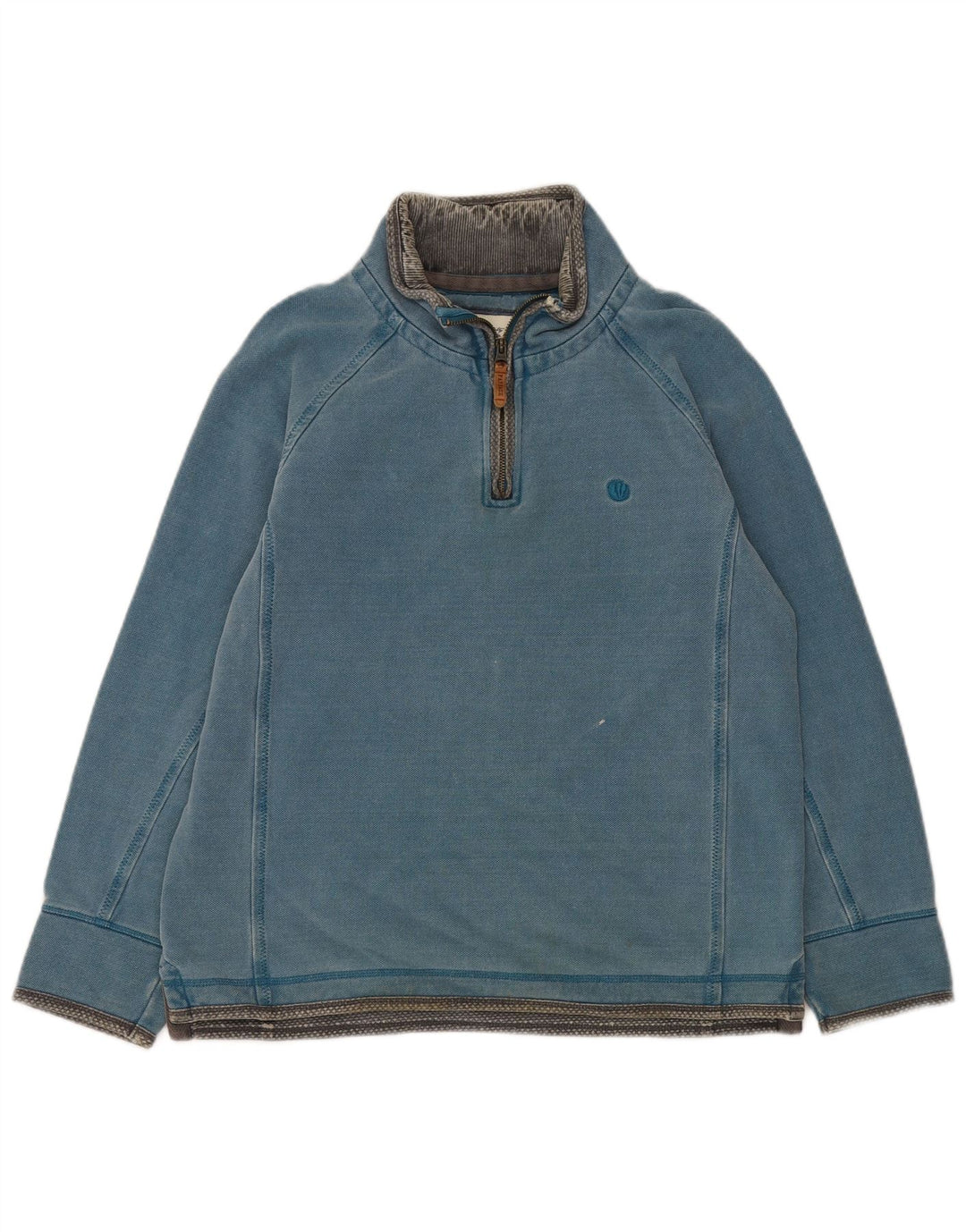 Felpa da uomo con zip e collo Fat Face in cotone blu medio