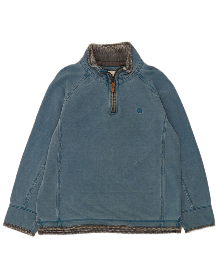 Felpa da uomo con zip e collo Fat Face in cotone blu medio