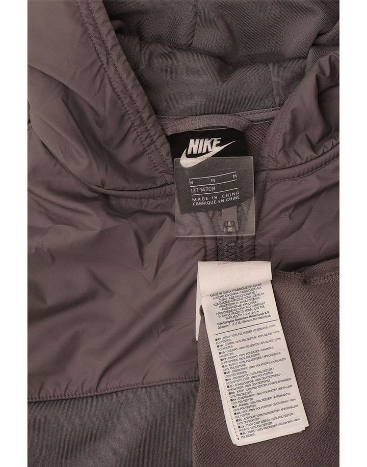Felpa con cappuccio e zip Nike per ragazzi, 10-11 anni, poliestere color block grigio medio