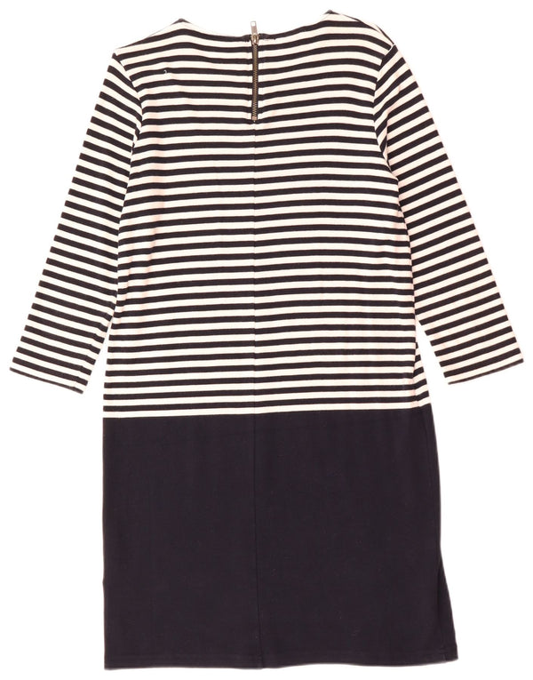 Abito a trapezio da donna con maniche a 3/4 Hobbs UK 12 cotone a righe nere medie