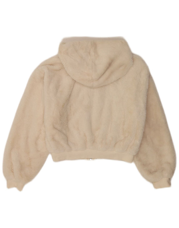 Topshop Bomber con cappuccio da donna con orsacchiotto UK 10 piccolo bianco sporco