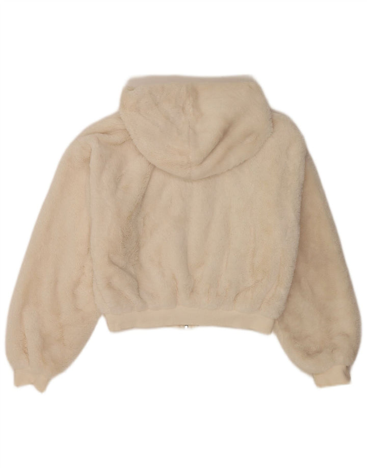Topshop Bomber con cappuccio da donna con orsacchiotto UK 10 piccolo bianco sporco
