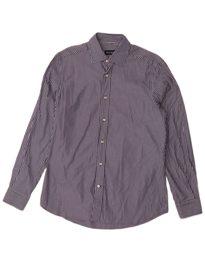 Camicia da uomo Massimo Dutti Large in cotone gessato blu navy