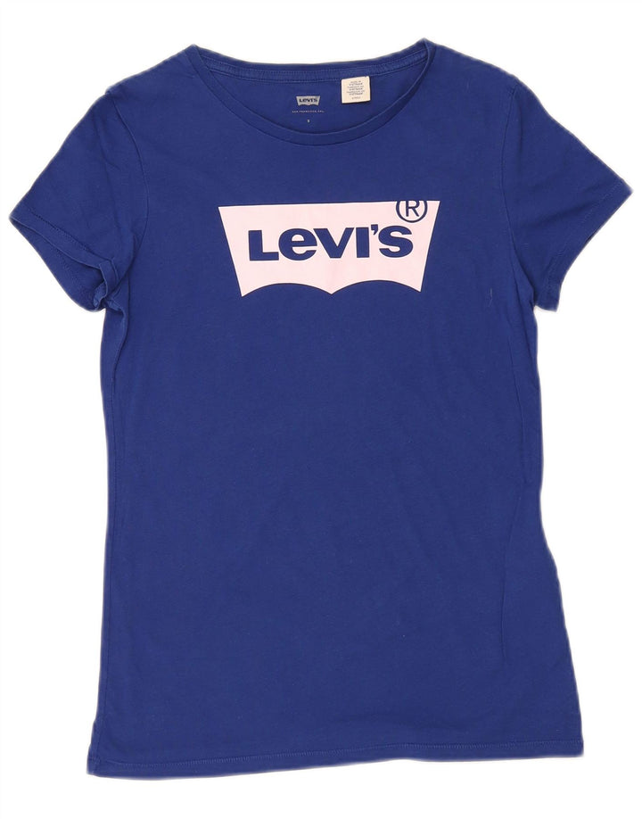 LEVI'S Womens Graphic T-Shirt Top UK 10 Small Blue Cotton