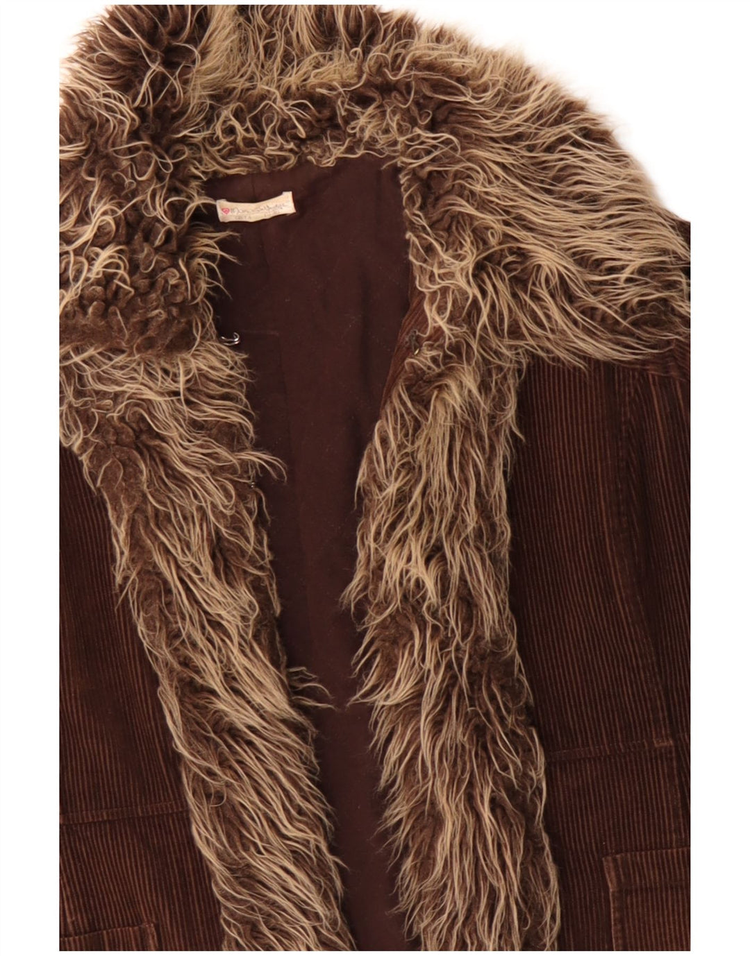 Cappotto in velluto a coste da donna Miss Selfridge UK 14 grande cotone marrone