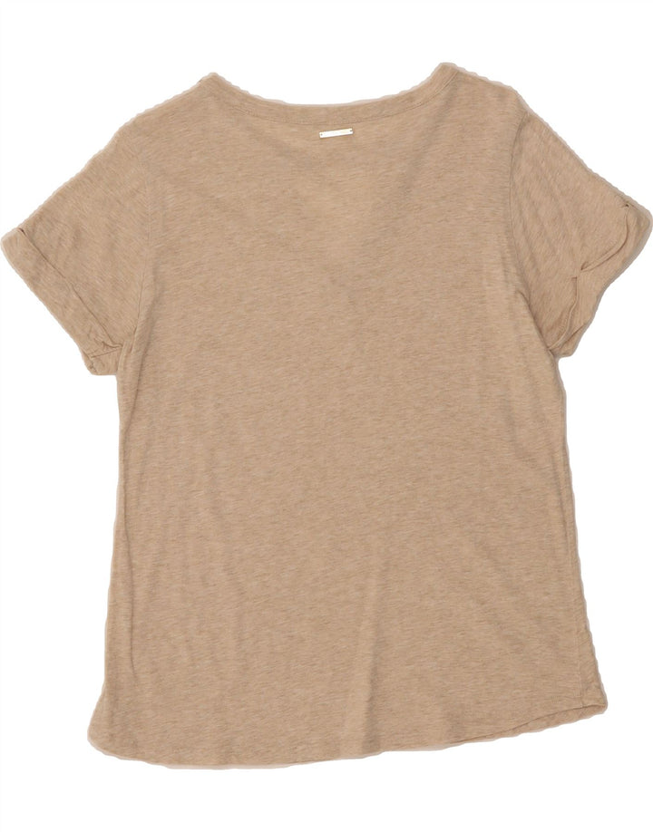 VINTAGE Womens T-Shirt Top UK 12 Medium Beige Vintage Vintage and Second-Hand Vintage from Messina Hembry 