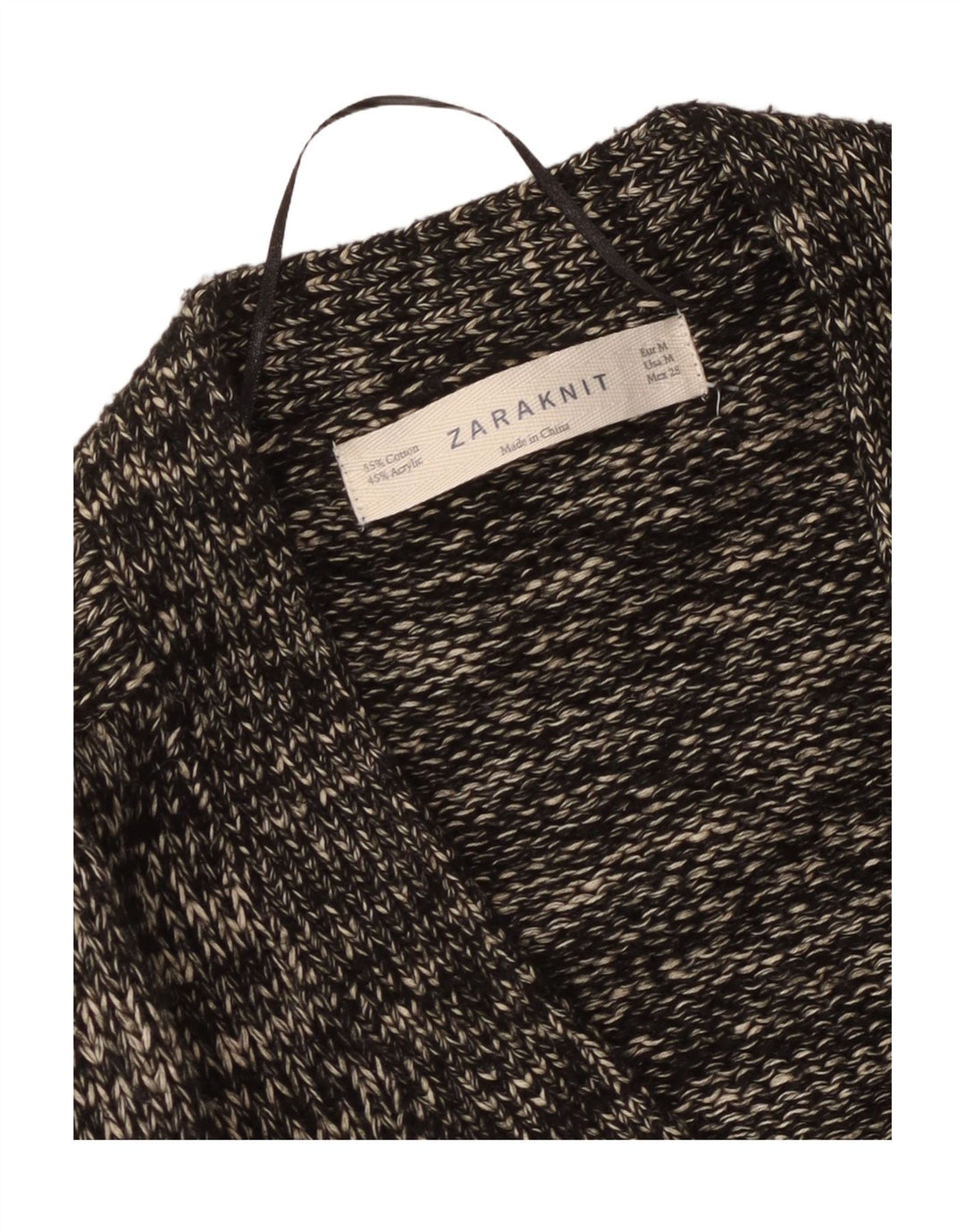 Maglione cardigan da donna Zara UK 14 cotone medio nero screziato