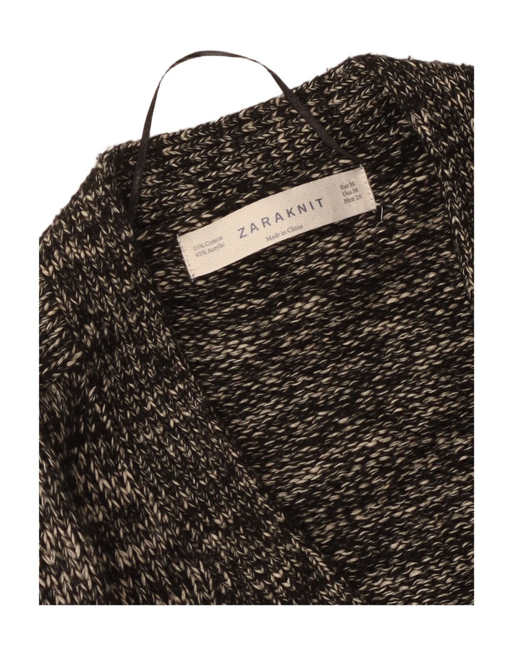 Maglione cardigan da donna Zara UK 14 cotone medio nero screziato