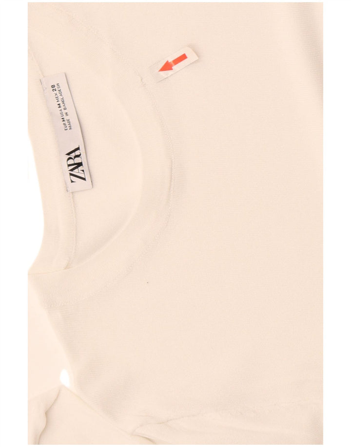 Top trasparente da donna Zara a maniche lunghe UK 12 Viscosa bianca media