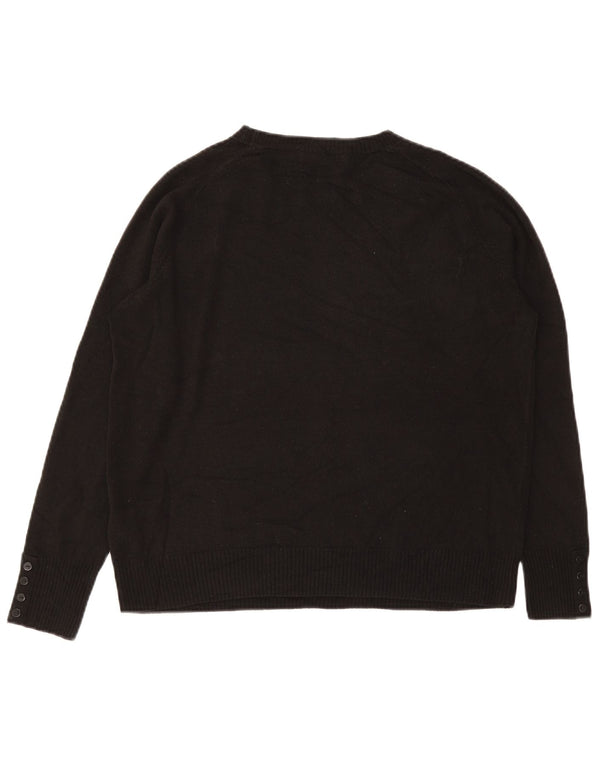 Maglione maglione girocollo da donna Marks & Spencer UK 16 grande acrilico nero