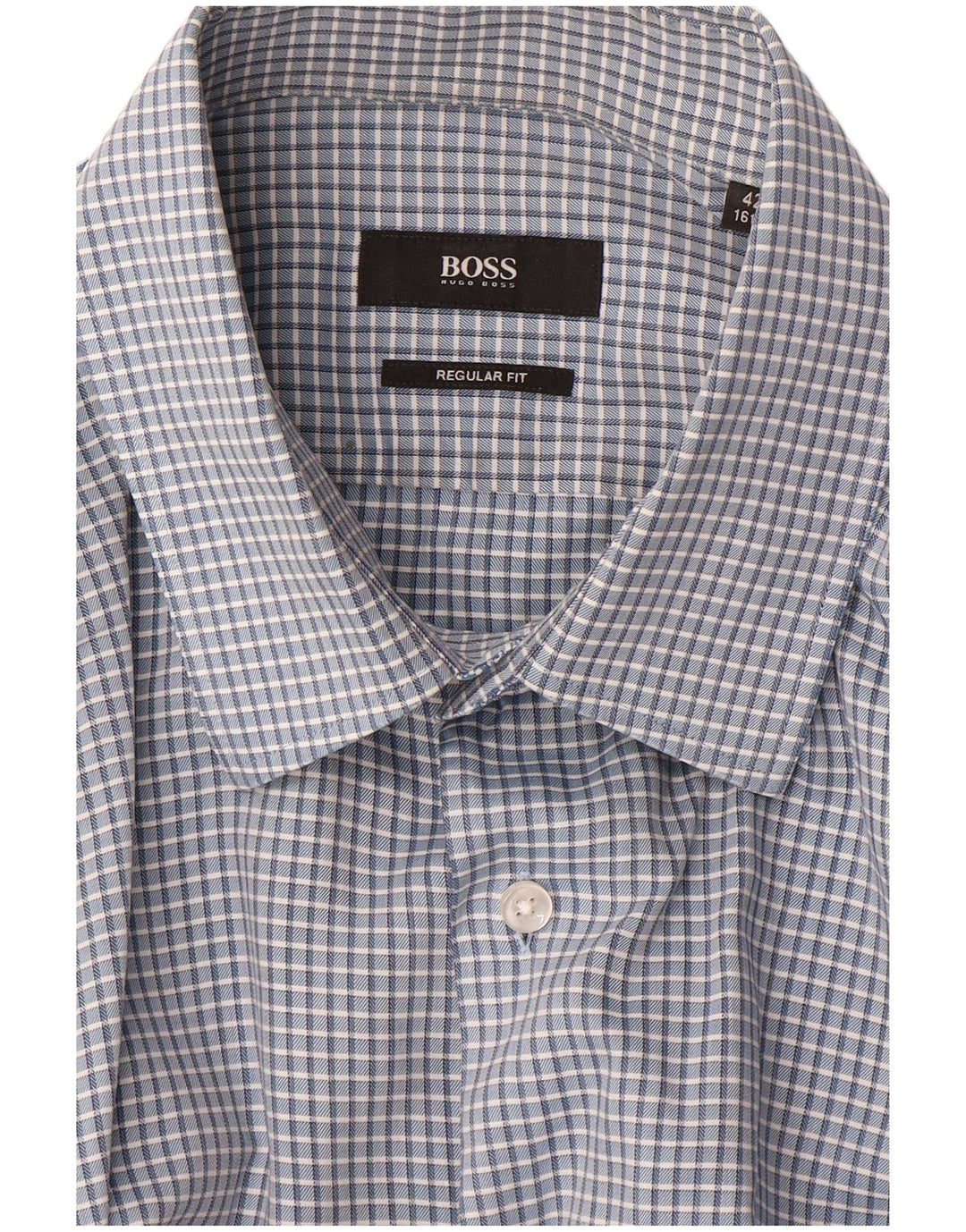 Camicia HUGO BOSS da uomo vestibilità regolare taglia 42 16 1/2 grande a quadretti blu