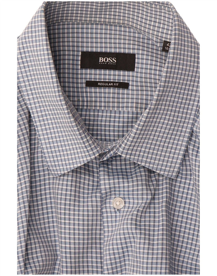 Camicia HUGO BOSS da uomo vestibilità regolare taglia 42 16 1/2 grande a quadretti blu
