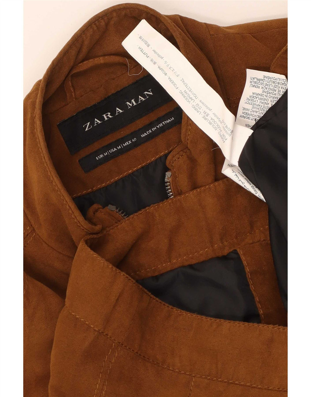 Giubbotto bomber da uomo Zara UK 38 Poliestere marrone medio
