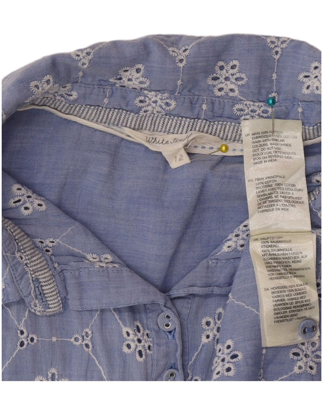 Camicia a maniche corte da donna White Stuff UK 12 Cotone floreale blu medio