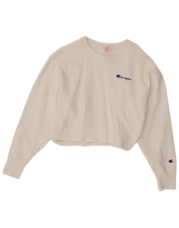 Felpa Champion da donna Reverse Weave Crop Jumper UK 14 Medium White