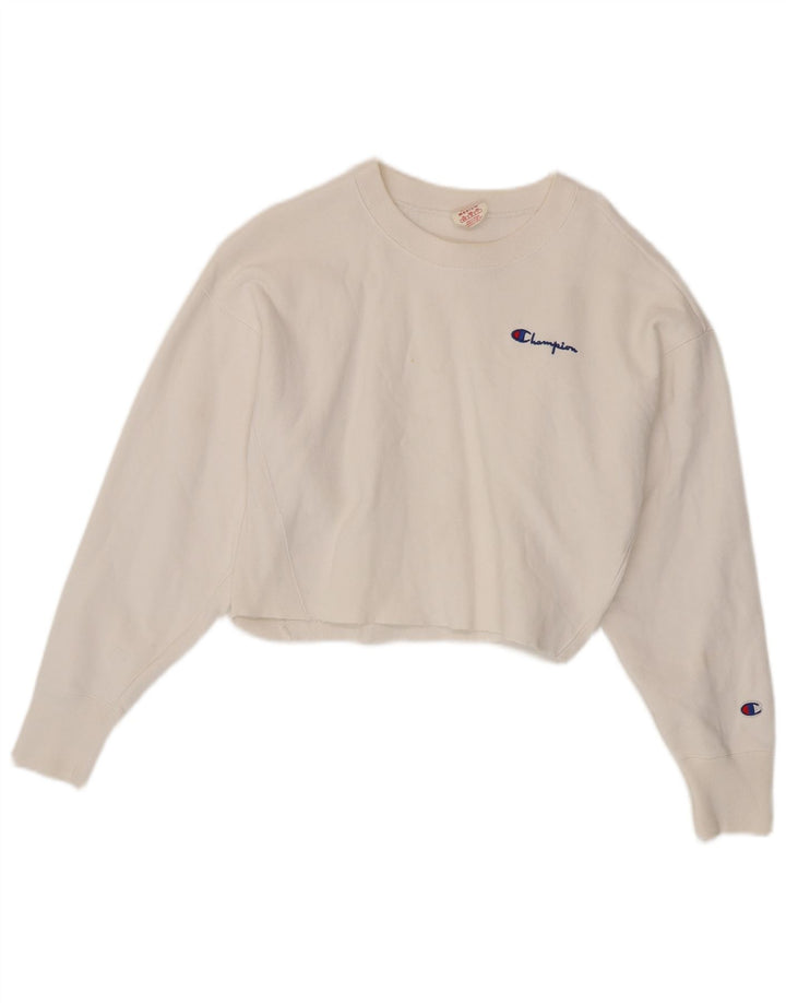 Felpa Champion da donna Reverse Weave Crop Jumper UK 14 Medium White