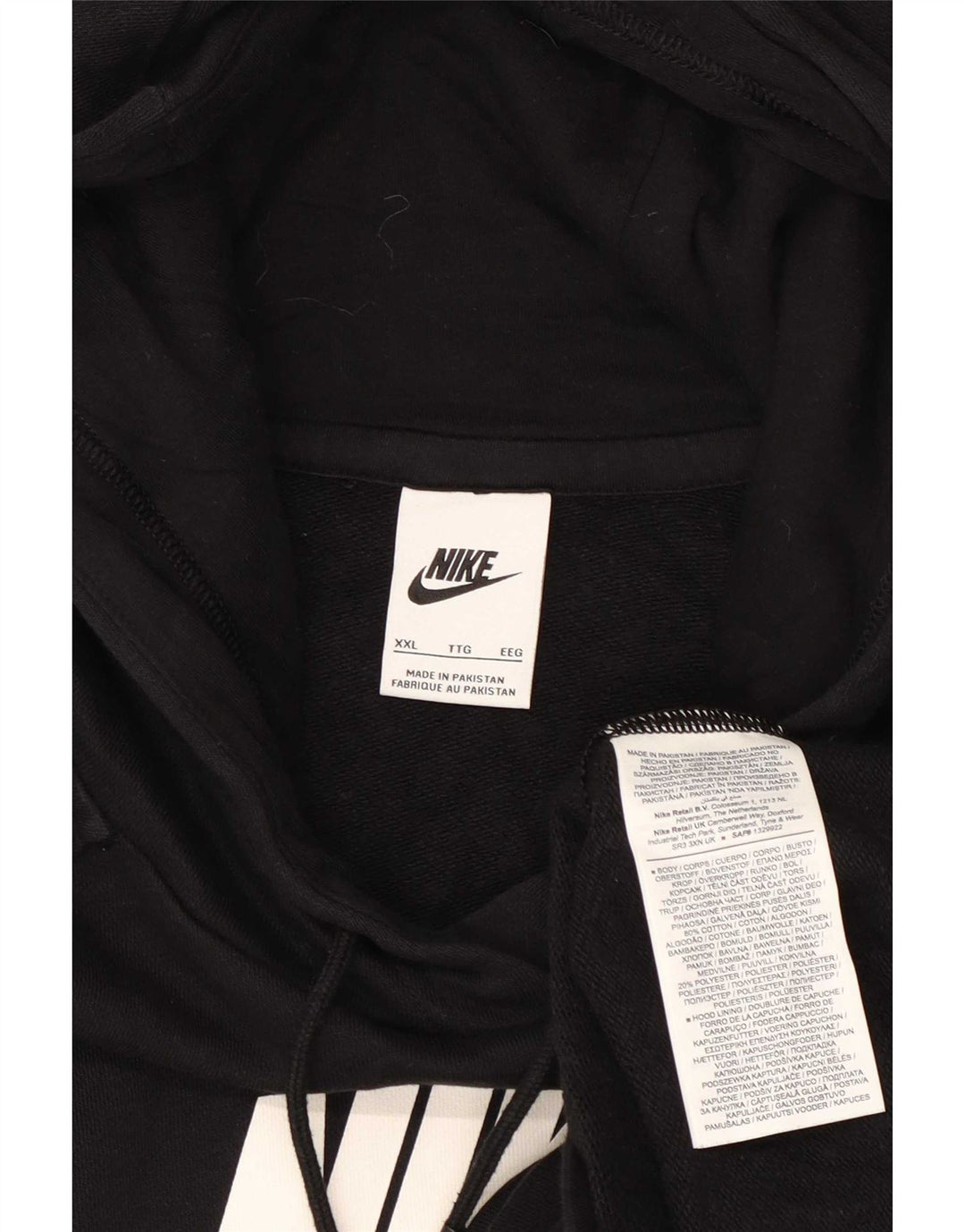 Felpa con cappuccio grafica Nike da uomo 2XL cotone nero