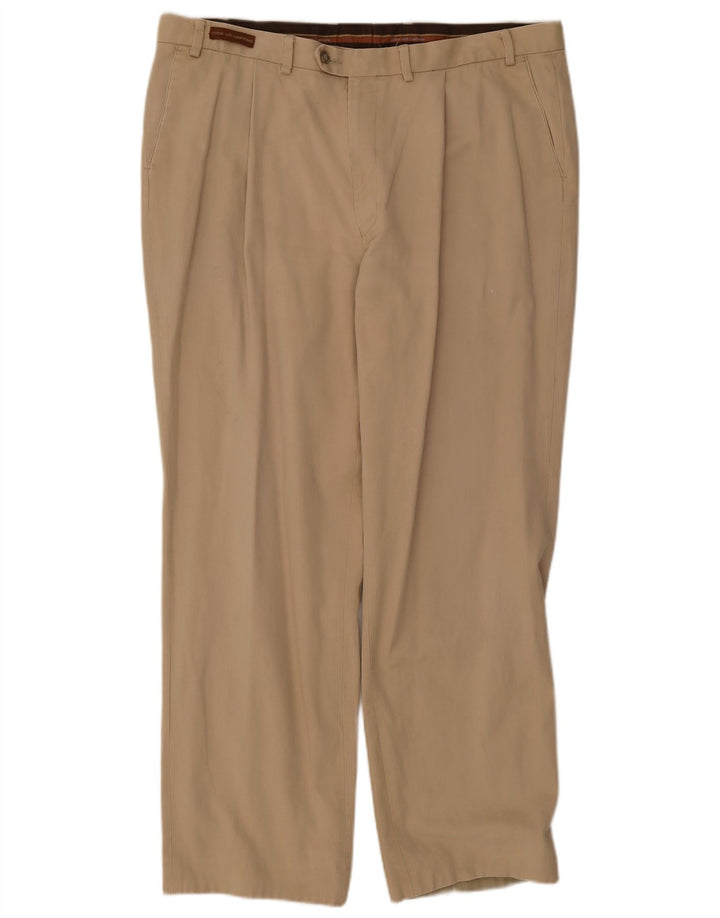 Pantaloni da abito con pegging da uomo Marks & Spencer W40 L33 in cotone beige