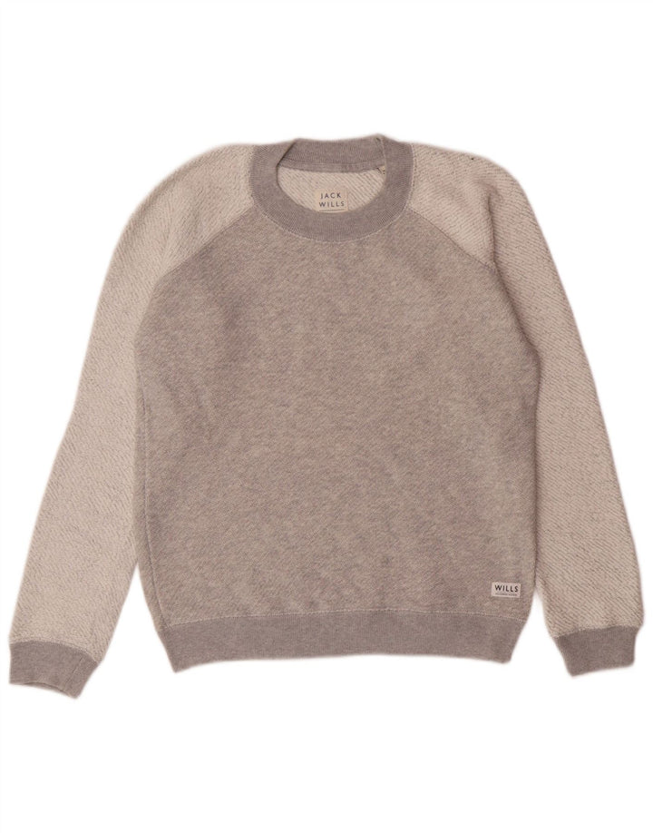 JACK WILLS Felpa da donna Maglione UK 6 XS Cotone color block grigio