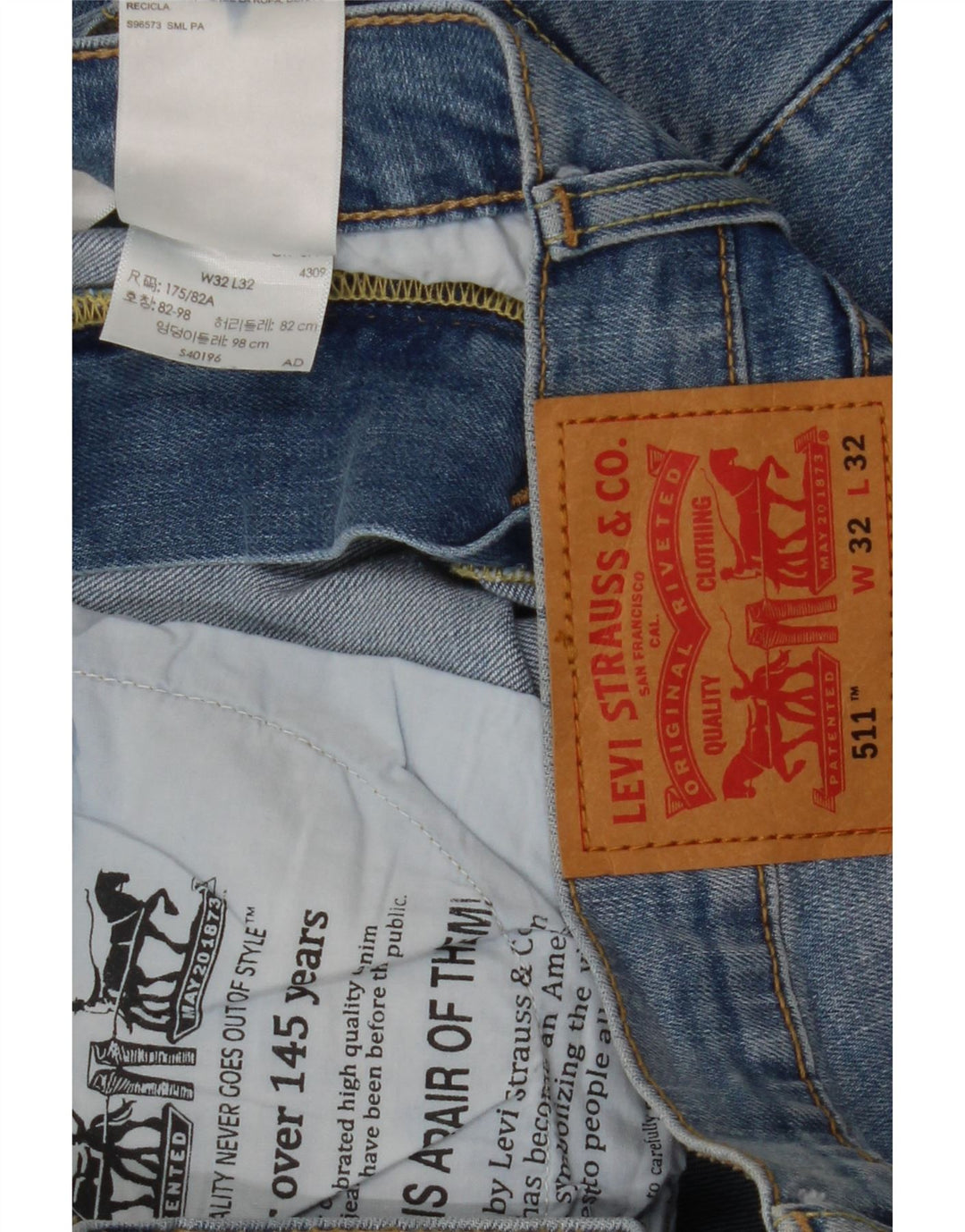Levi's Uomo 511 Slim Jeans W32 L32 Cotone Blu