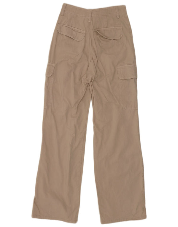 Pantaloni cargo a gamba larga a vita alta da donna Zara EU 32 2XS W22 L29 Beige
