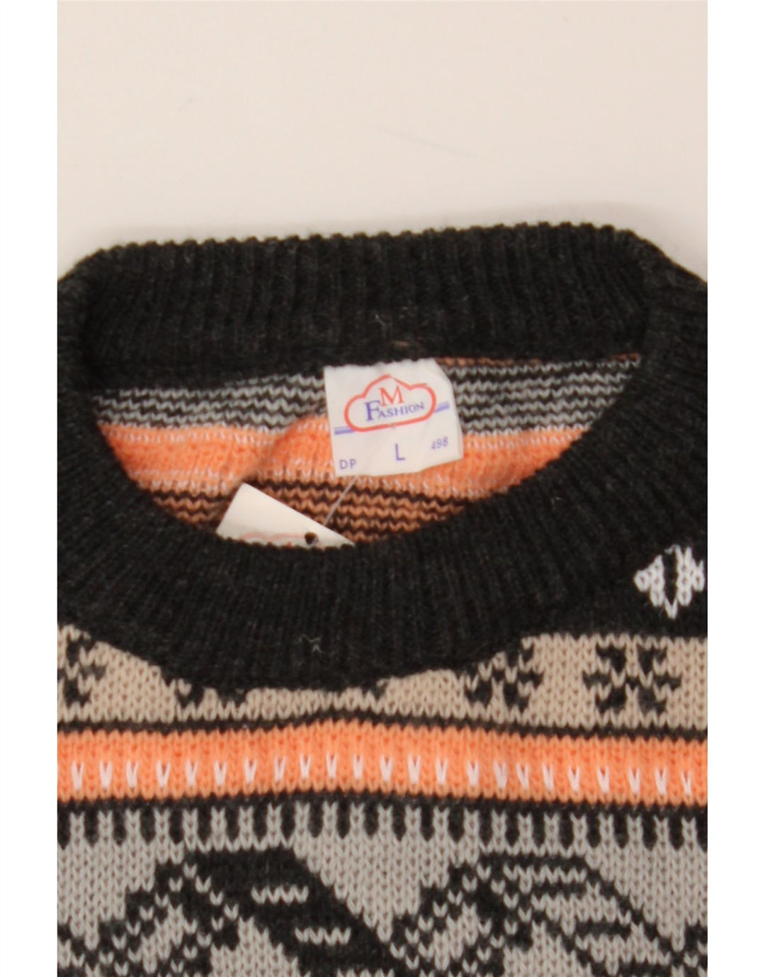 Maglione maglione girocollo da donna VINTAGE UK 16 grande multicolore