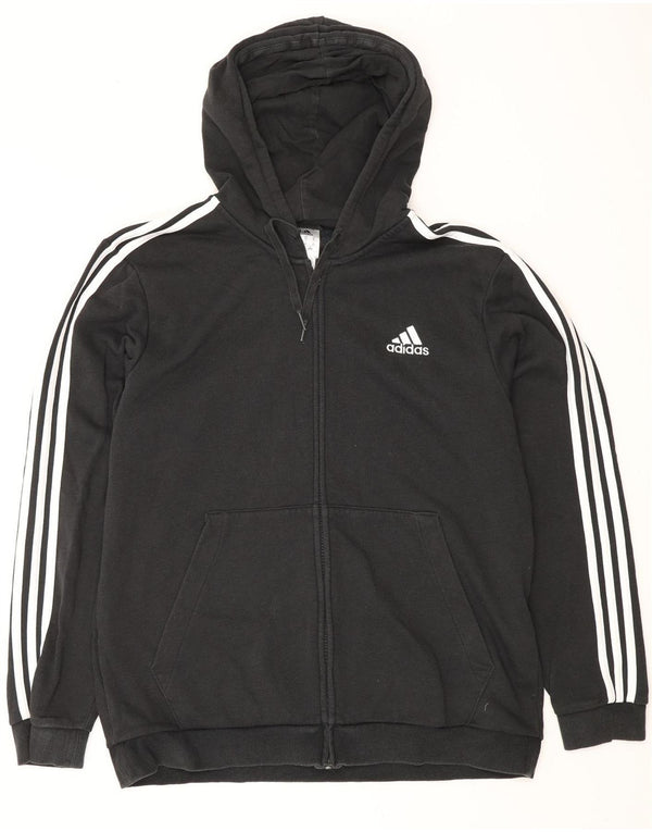 Maglione con cappuccio e zip da uomo ADIDAS XL in cotone nero