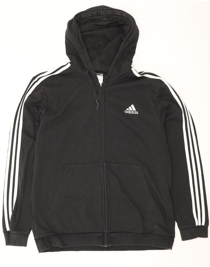 Maglione con cappuccio e zip da uomo ADIDAS XL in cotone nero