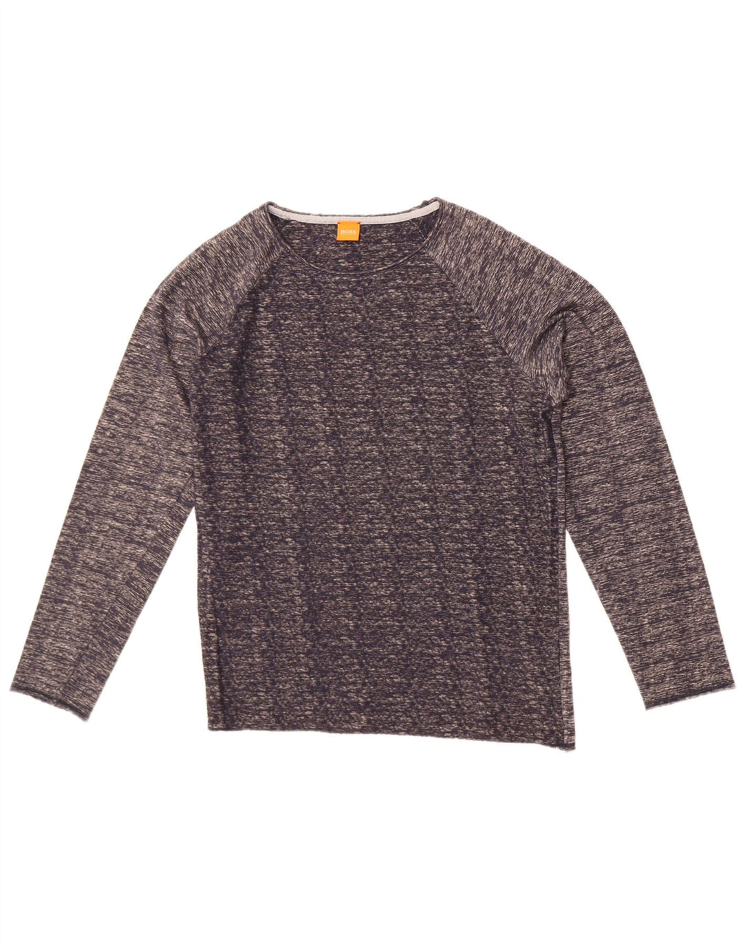 Hugo Boss Top da uomo a maniche lunghe in cotone screziato blu navy medio