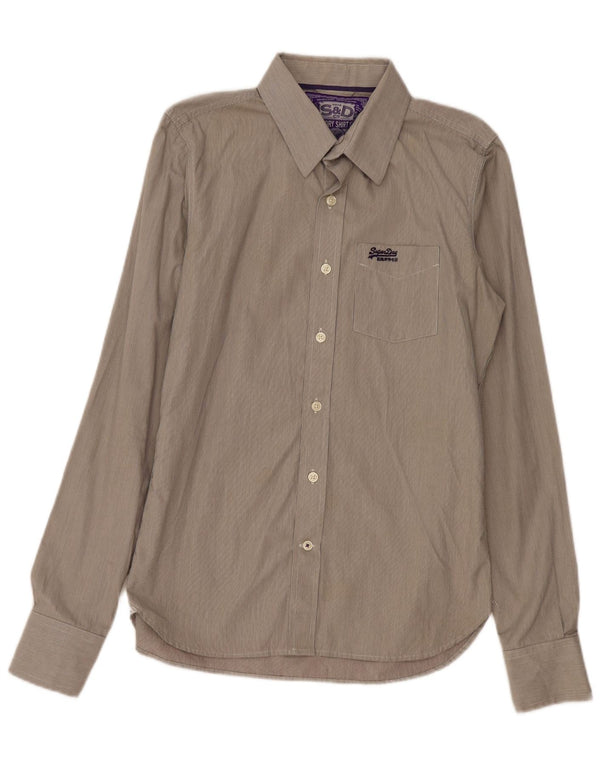 Camicia da uomo Superdry in cotone a quadri grigio medio