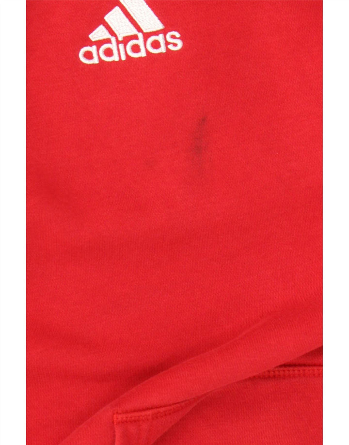 Felpa con cappuccio da uomo Adidas Large rossa in cotone