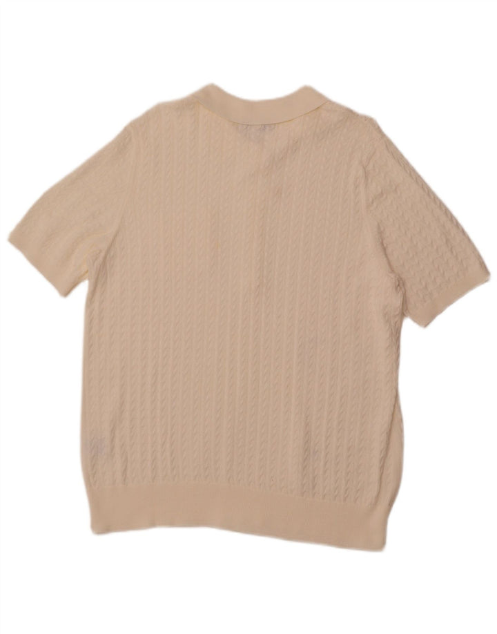 MONA Maglione da donna a maniche corte con collo a polo EU 48 2XL Bianco sporco