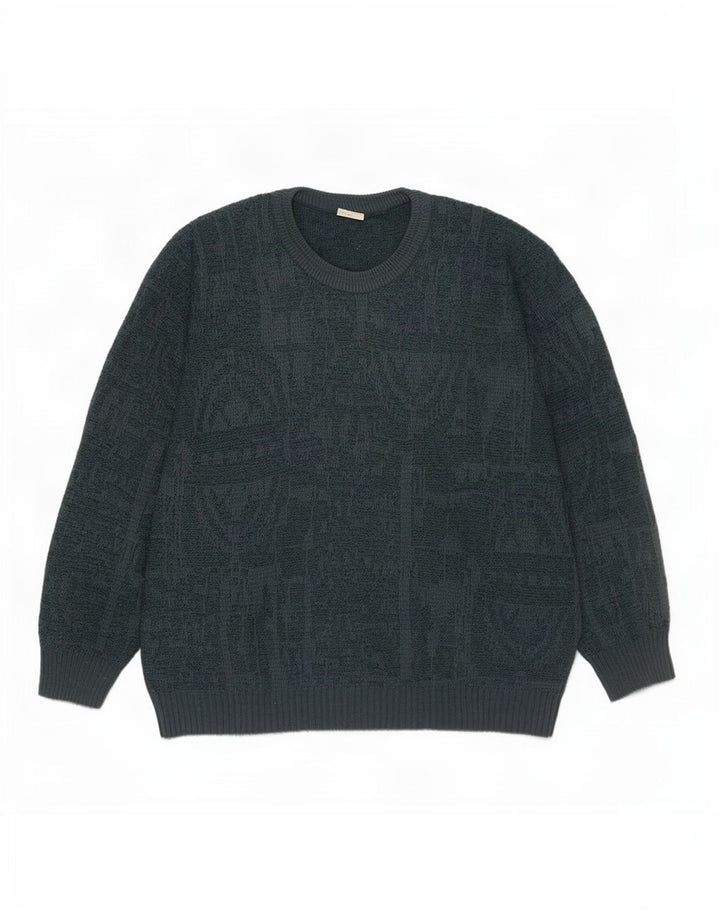 Maglione maglione girocollo da uomo vestibilità regolare Maselli grande verde geometrico