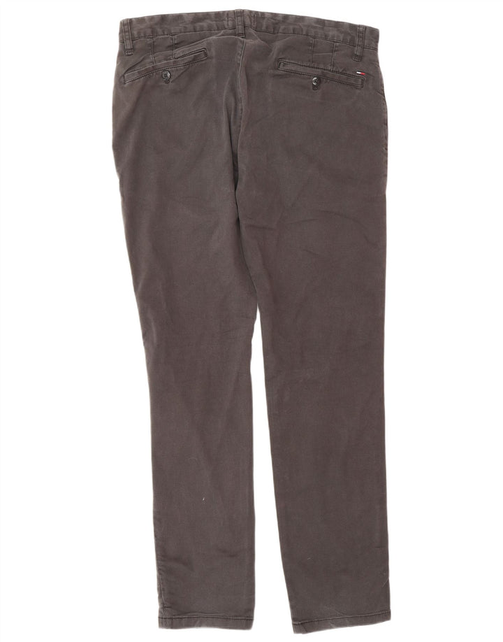 TOMMY HILFIGER Pantaloni chino dritti da uomo W33 L32 cotone grigio