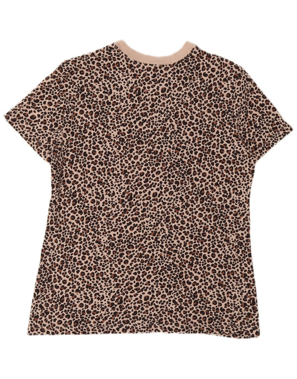 T-shirt grafica da donna Nike Top UK 14 grande cotone beige con stampa animalier