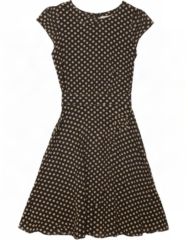 Abito a trapezio da donna Wallis UK 12 Poliestere medio a pois nero