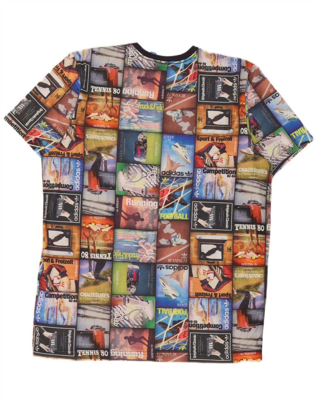 T-shirt grafica da uomo Adidas Top grande in poliestere patchwork multicolore