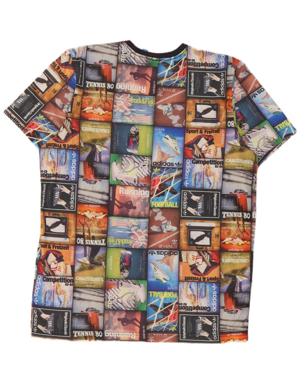 Adidas Mens Graphic T-Shirt Top Large Multicoloured Patchwork Polyester