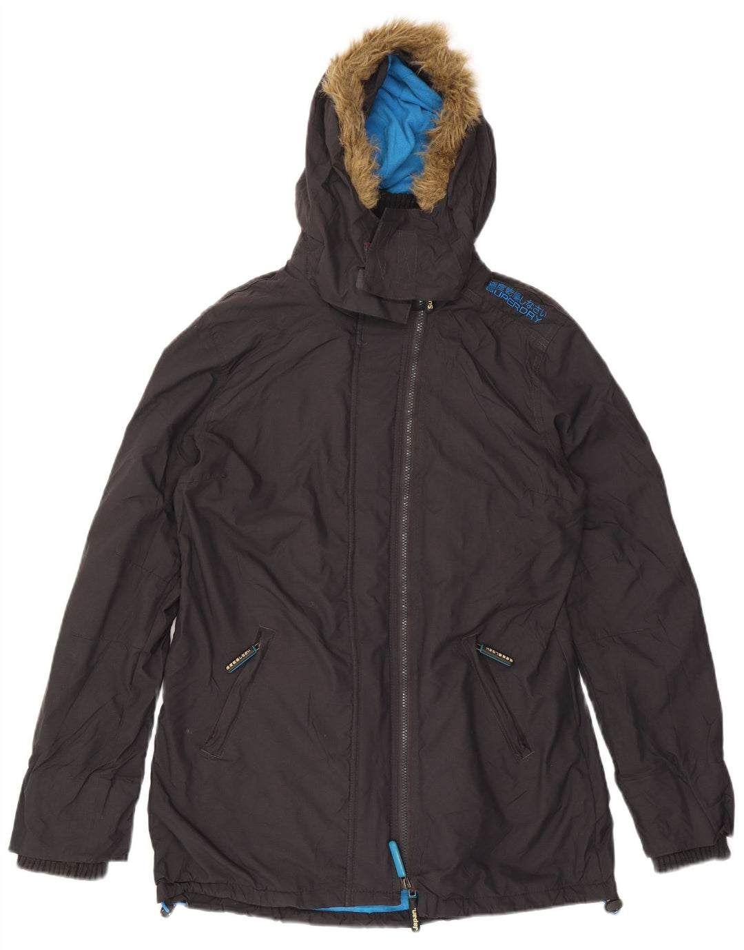 Giacca parka da uomo con cappuccio Superdry UK 40 grande nylon nero