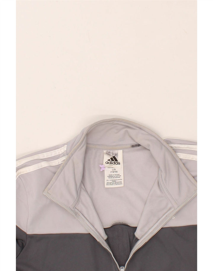 ADIDAS Boys Tracksuit Top Jacket 12-13 Years Large Grey Colourblock Vintage Adidas and Second-Hand Adidas from Messina Hembry 