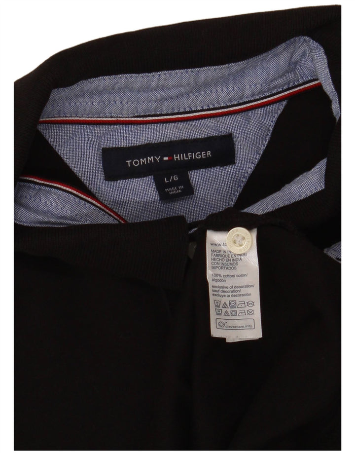 Polo da uomo Tommy Hilfiger grande in cotone nero