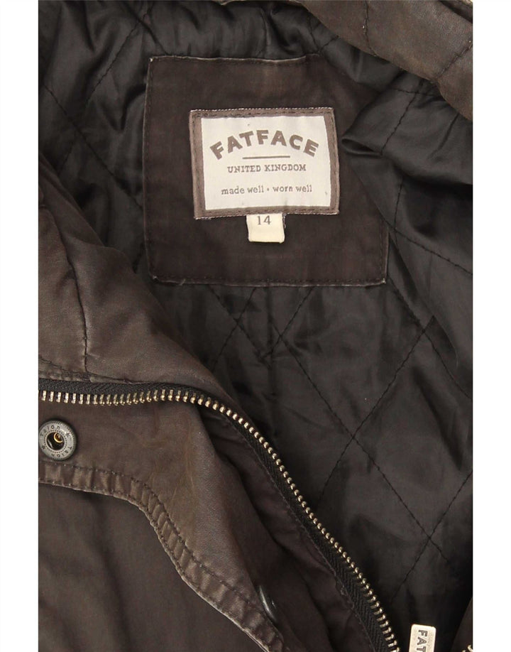 Giacca Parka da donna Fat Face UK 14 grande cotone grigio