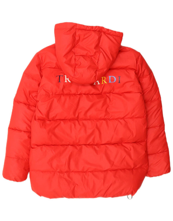 Giubbotto imbottito con cappuccio Trussardi da bambino con grafica 11-12 anni in poliestere rosso