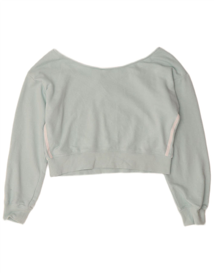 Top Adidas da donna oversize corto con spalle scoperte UK 10 piccolo cotone turchese