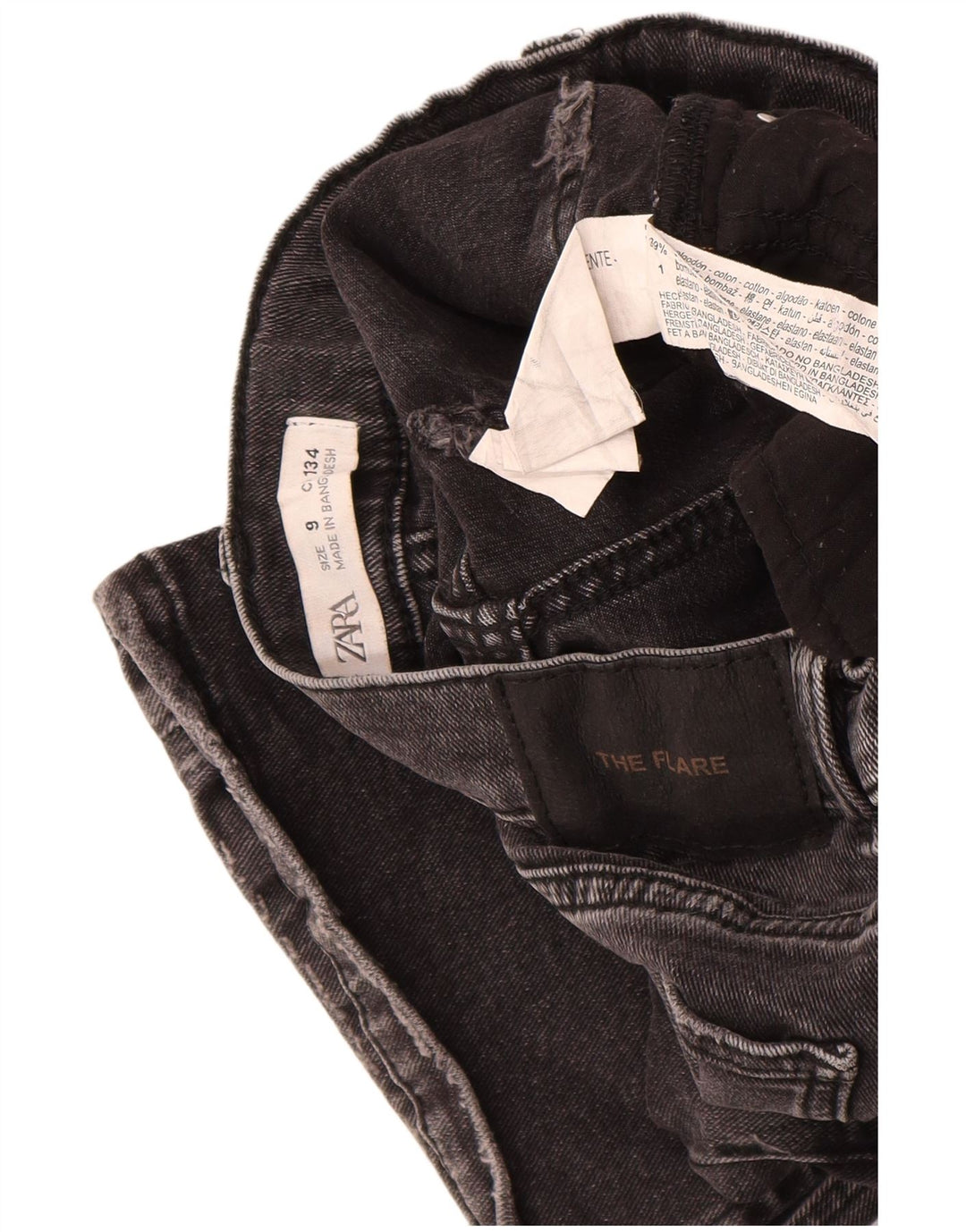 Jeans svasati per ragazze Zara 8-9 anni W24 L23 cotone nero