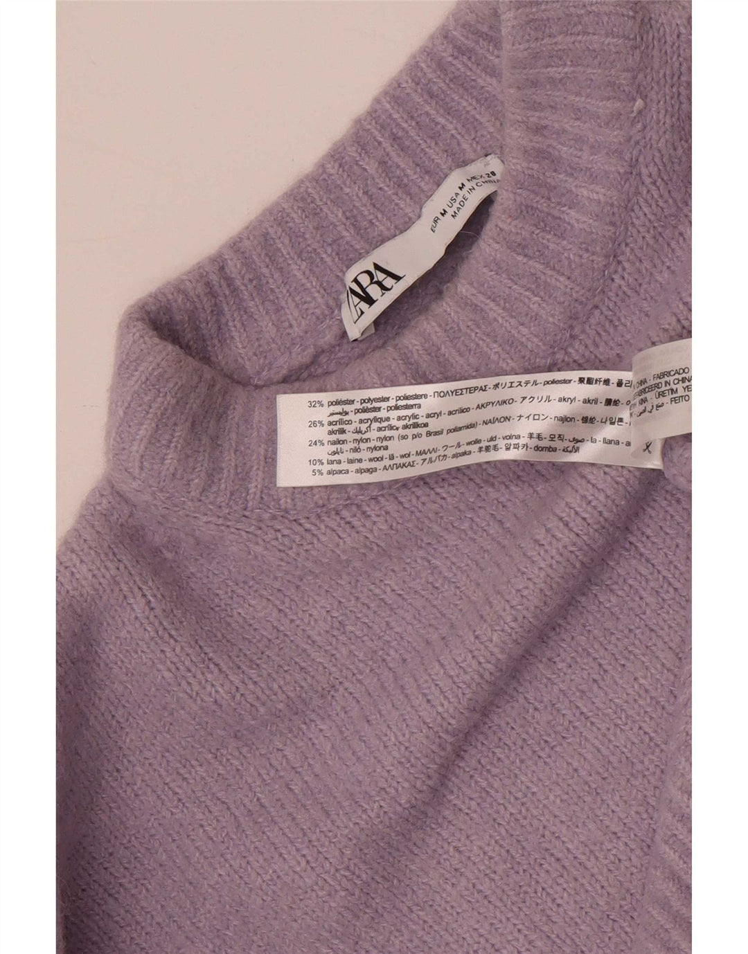 Maglione corto girocollo da donna Zara UK 14 Poliestere viola medio