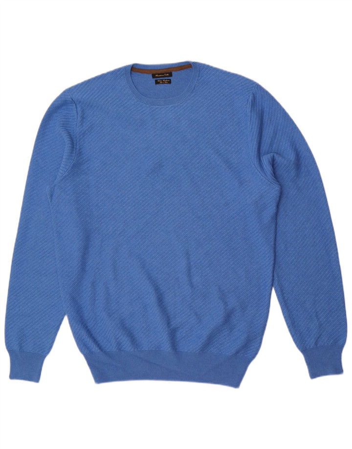 Maglione maglione girocollo da uomo Massimo Dutti grande cotone blu
